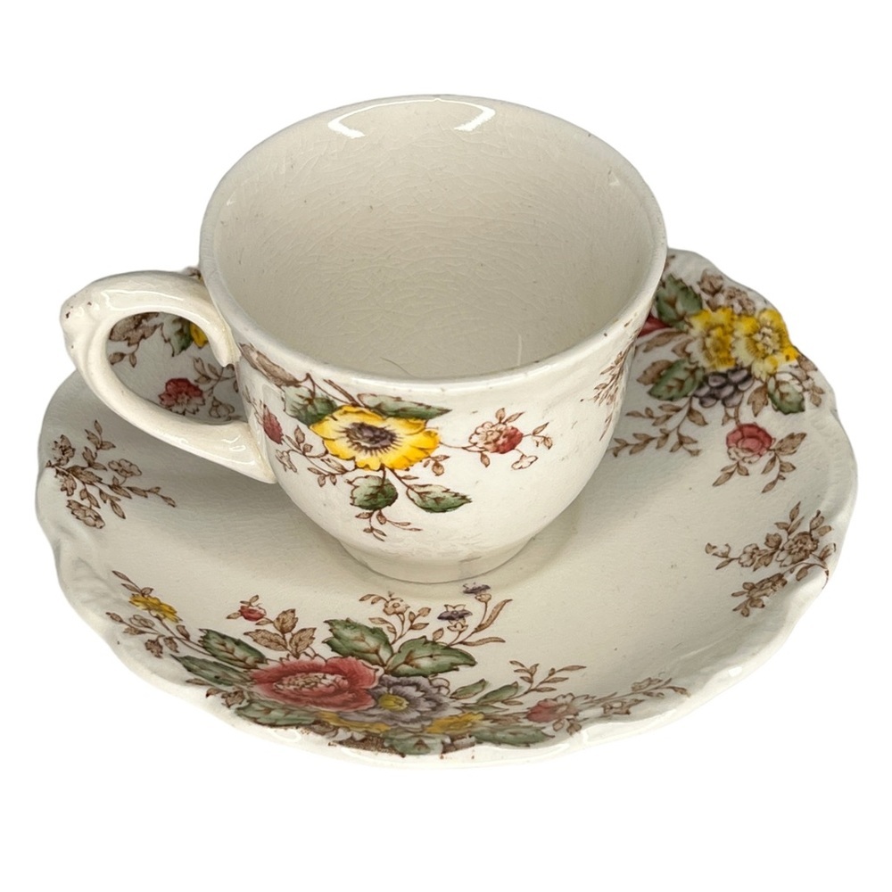 Vintage Crown Ducal English Rydal Floral Cup & Saucer